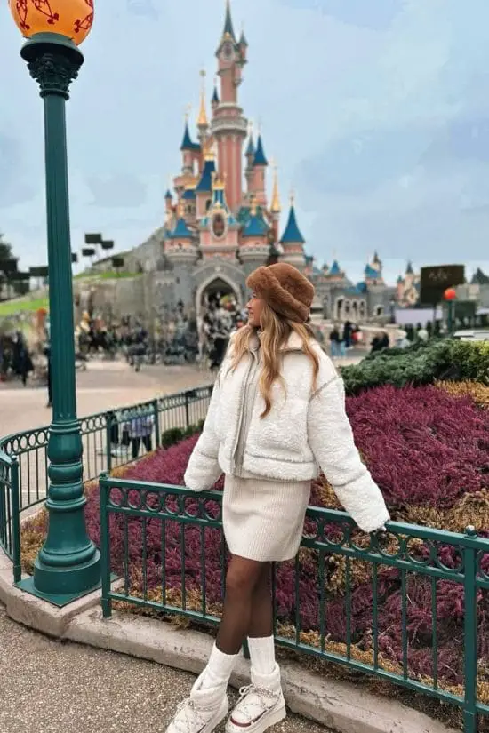 Cozy Cream Teddy Jacket Ensemble for a Disney Park Day Cozy Cream Teddy Jacket Ensemble for a Disney Park Day — Disney Winter Outfits