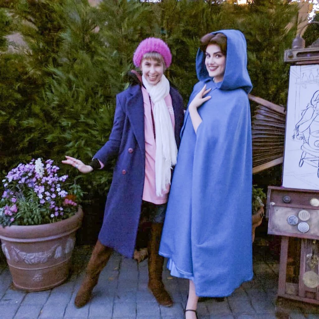 Classic Dark Blue Wool Coat with Pink Beret for Winter Outing Classic Dark Blue Wool Coat with Pink Beret for Winter Outing — Disney Winter Outfits