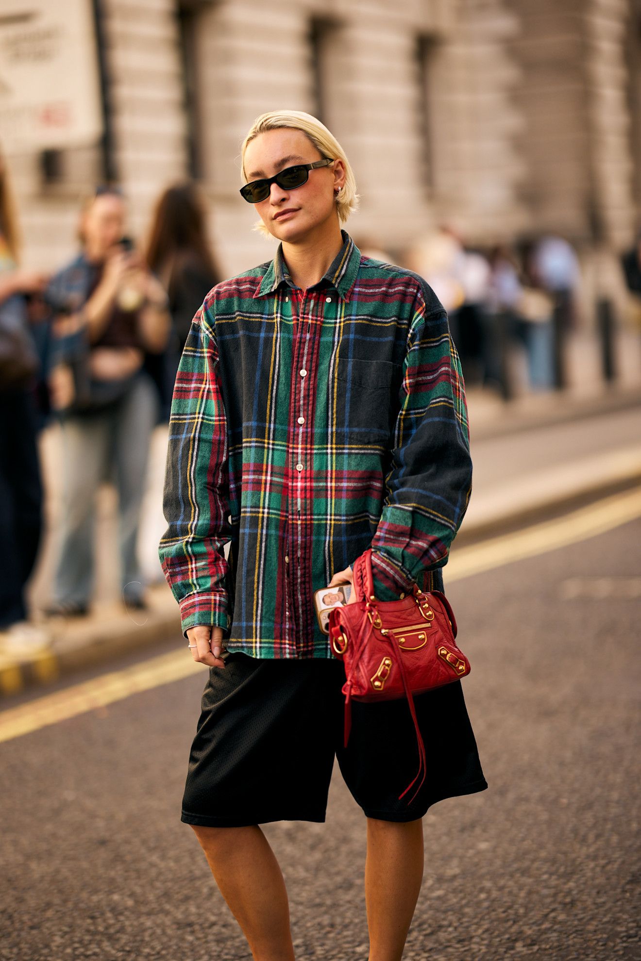 Streetwear Edge: Plaid Flannel Meets Mesh Shorts — London Winter Outfits