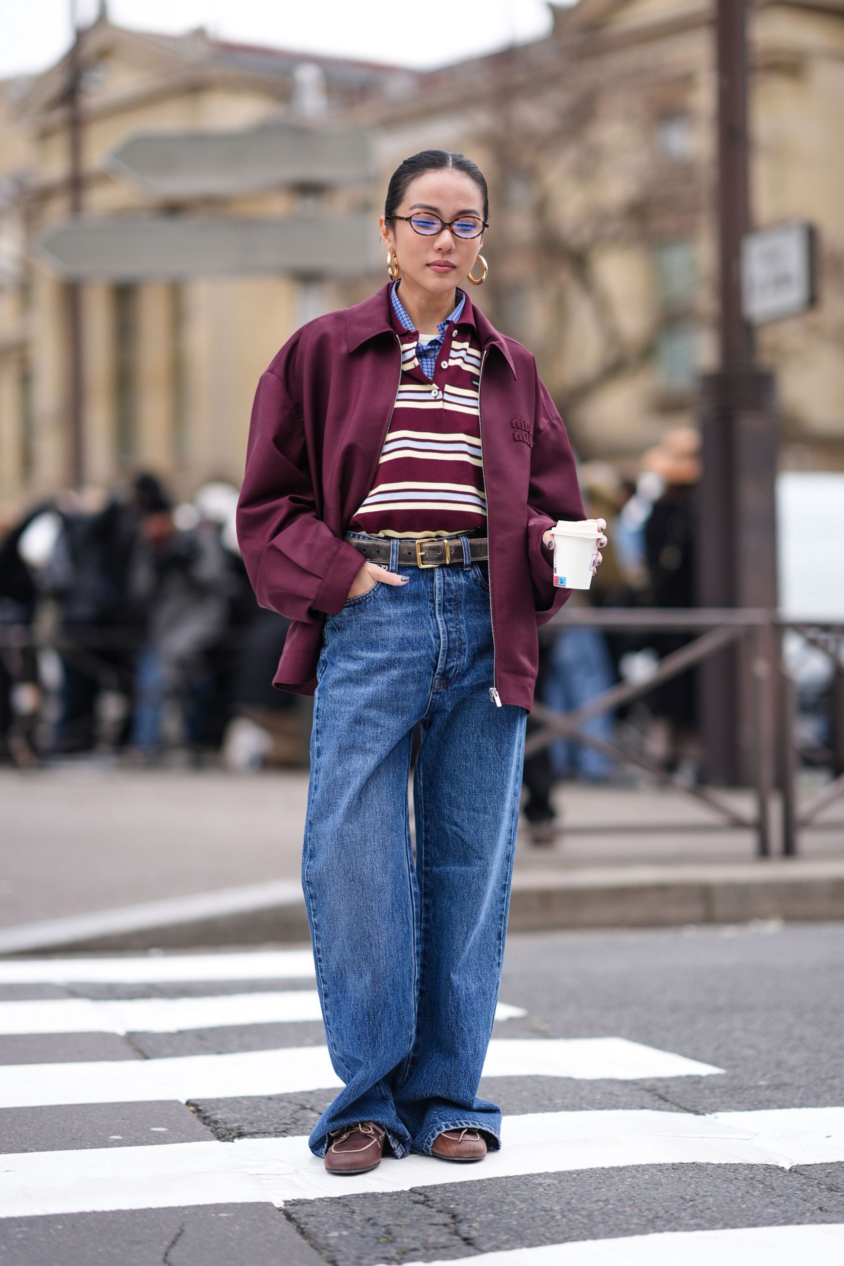 Bomber Jacket and Layered Polos with Wide-Leg Denim Bomber Jacket and Layered Polos with Wide-Leg Denim — Cold Weather Game Day Outfits