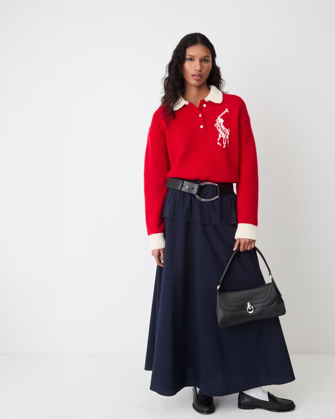 Preppy Knit Polo and Midi Skirt for a Polished Game Day Preppy Knit Polo and Midi Skirt for a Polished Game Day — Cold Weather Game Day Outfits