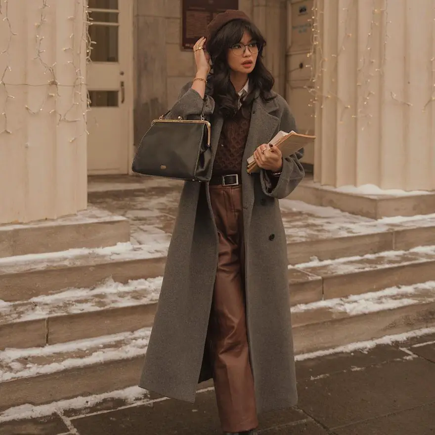 Dark Brown Boots Outfit Idea — Dark Academia Winter Outfits