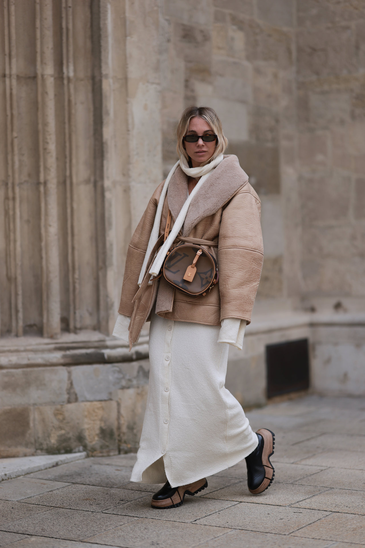 Cozy Shearling Jacket with Knit Maxi Dress Cozy Shearling Jacket with Knit Maxi Dress — Deep Winter Outfits
