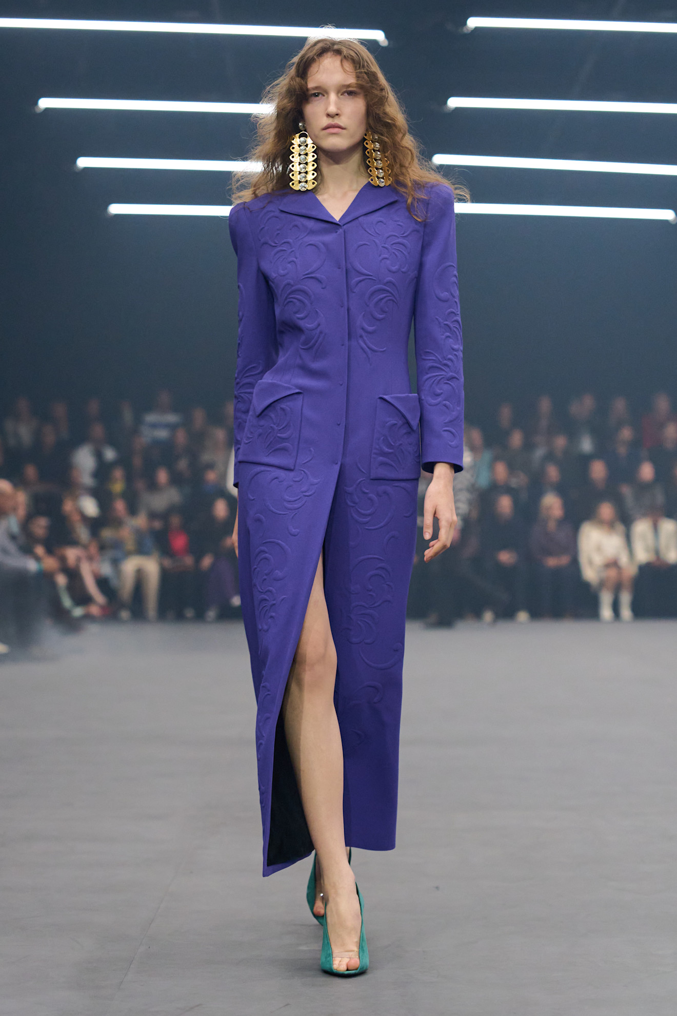 Striking Royal Purple Coat Dress with High Slit Striking Royal Purple Coat Dress with High Slit — Royal Purple Outfits