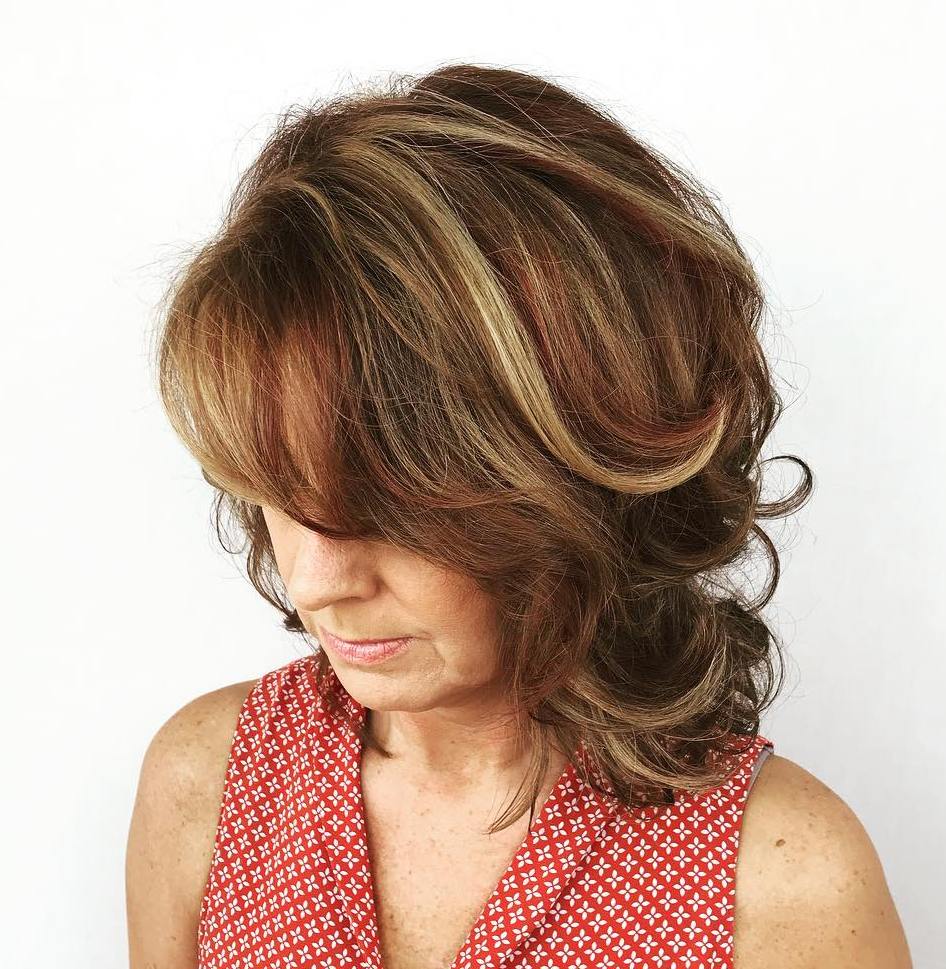 Warm Brown With Honey Auburn Highlights Warm Brown With Honey Auburn Highlights — Winter Hair Colors for Women Over 60