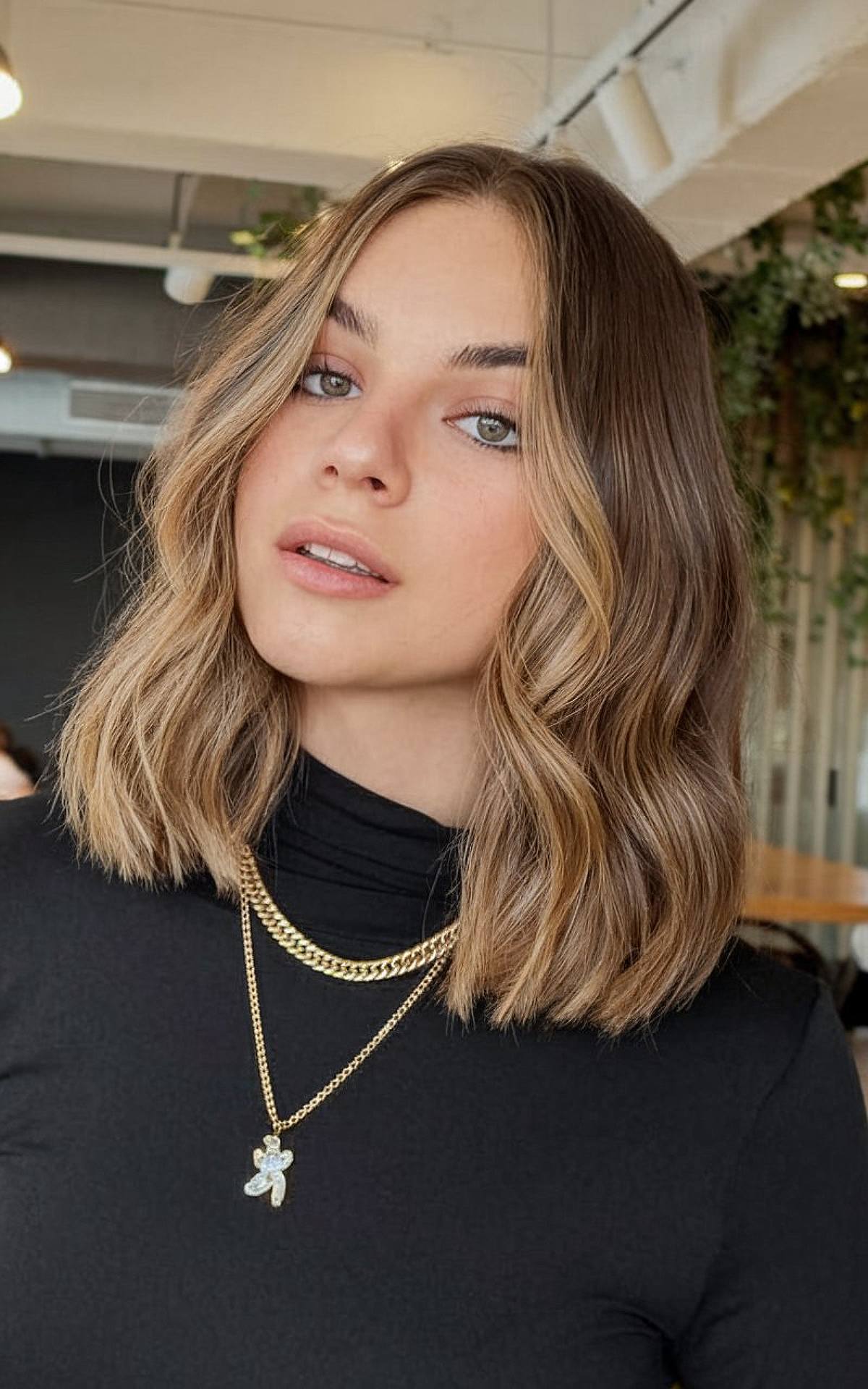 Collarbone Waves With Honey Balayage Collarbone Waves With Honey Balayage — Winter Hairstyles for Thick Hair