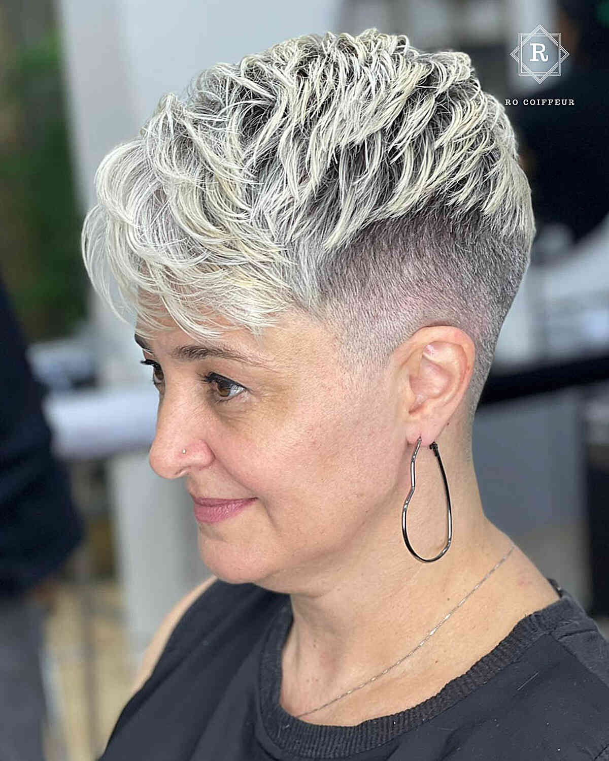 Platinum Pixie With Undercut — Winter Hairstyles for Women Over 70