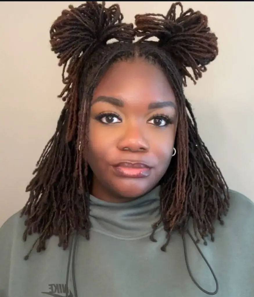 Space Buns with Down Locs Space Buns with Down Locs — Winter Loc Styles