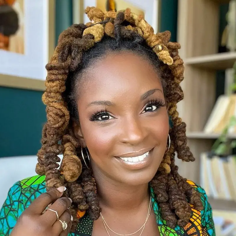 Two-Toned Shoulder Length Updo Two-Toned Shoulder Length Updo — Winter Loc Styles