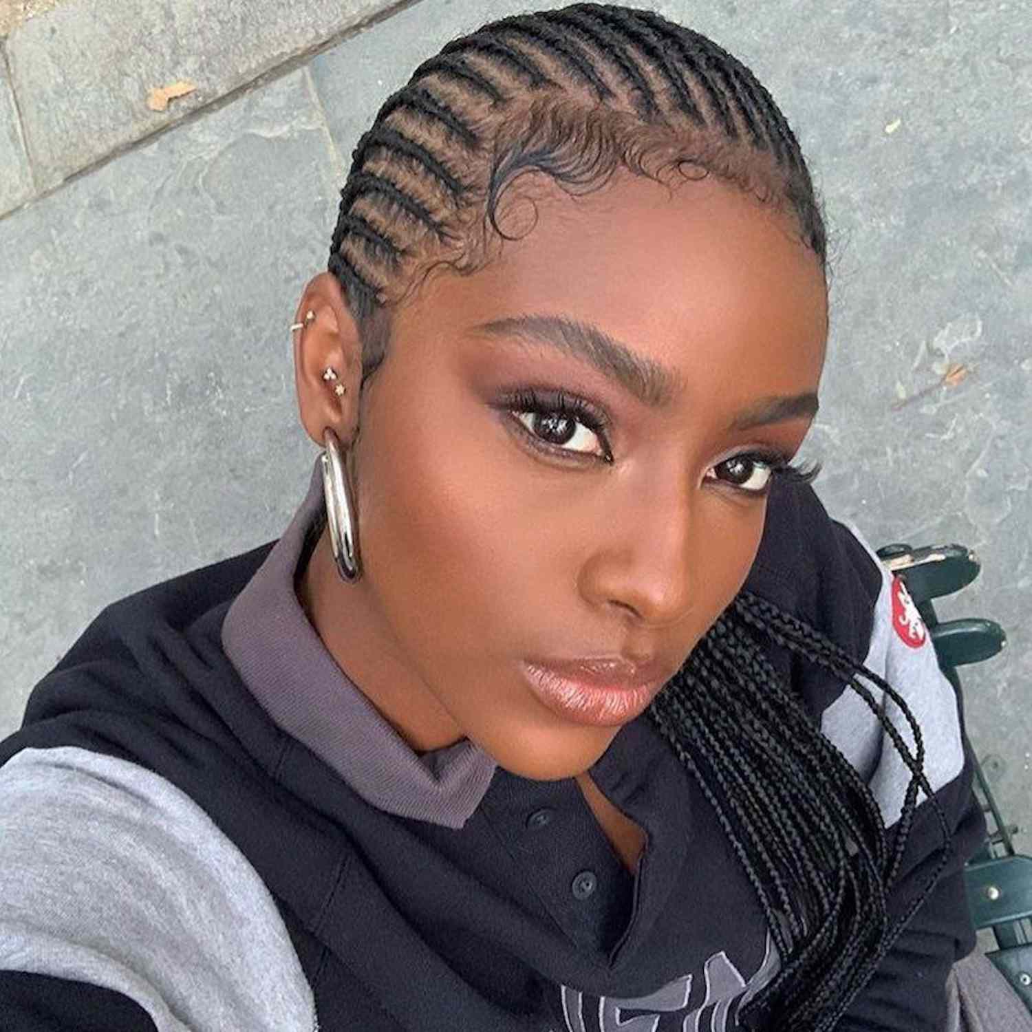 Shoulder-Length Cornrows with Sharp Edges — Winter Braids for Black Women
