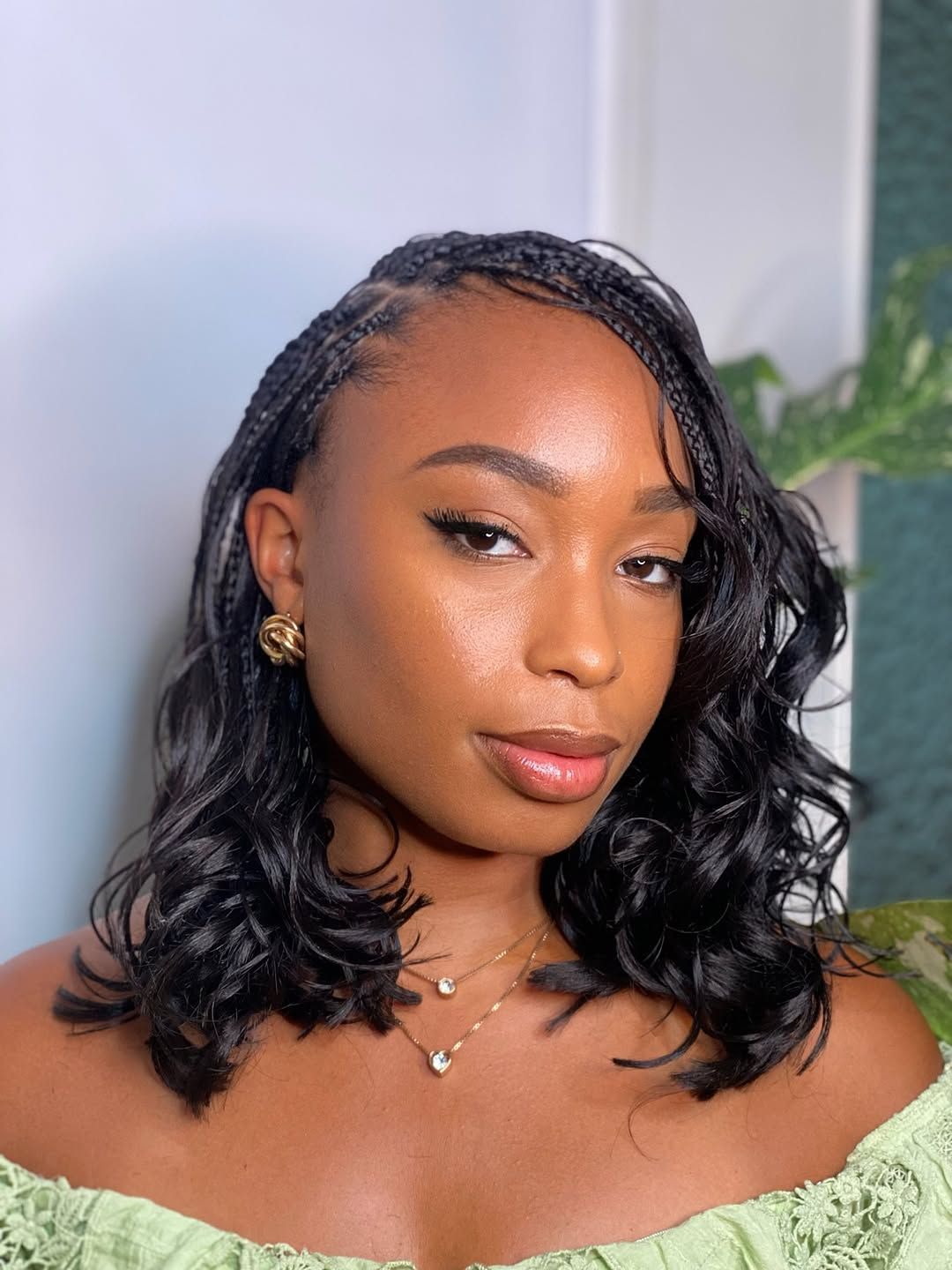 Shoulder-Length Wavy Black Box Braids — Winter Braids for Black Women