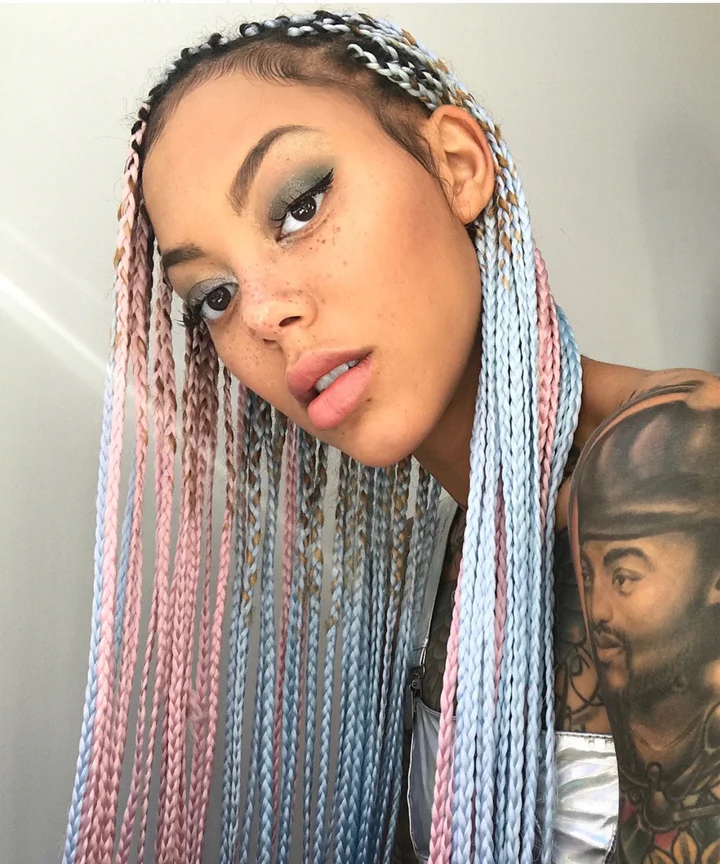 Colorful Mid-Back Box Braids — Winter Braids for Black Women