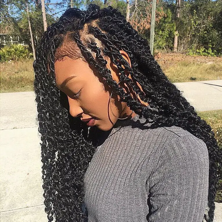 Long Wavy Black Passion Twists — Winter Braids for Black Women
