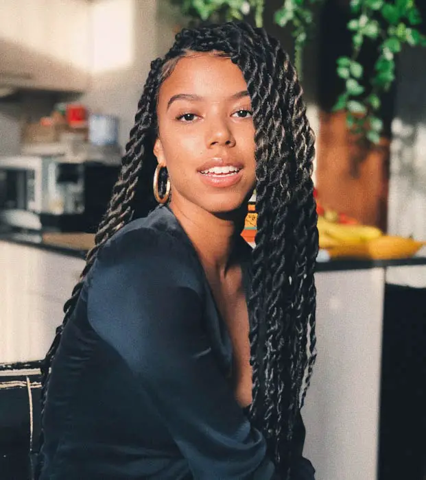 Senegalese Twists with Black and Brown Highlights — Winter Braids for Black Women