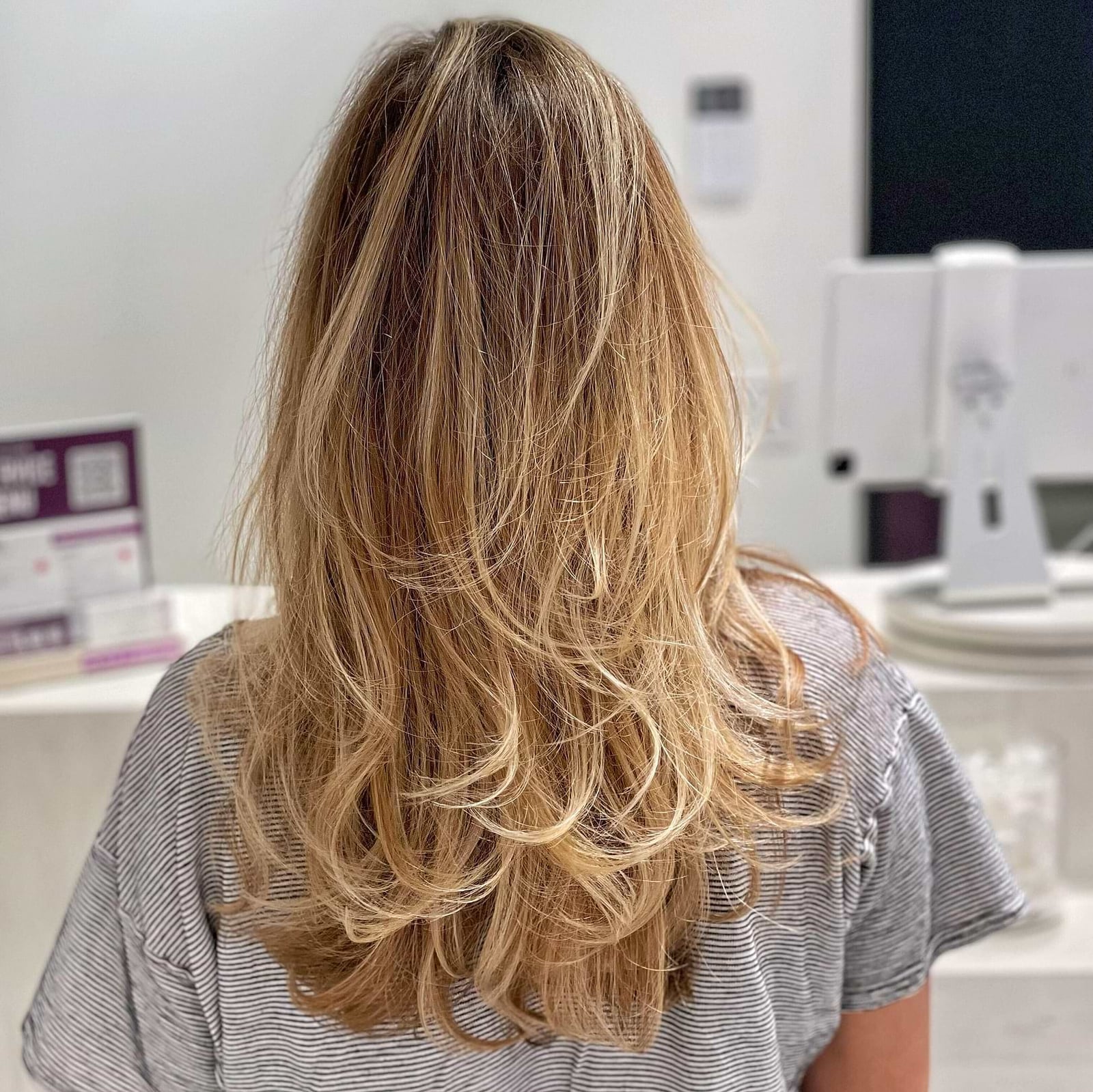 Mid-Back Layered Dark Blonde With Balayage Mid-Back Layered Dark Blonde With Balayage — Aesthetic Dark Blonde Hair