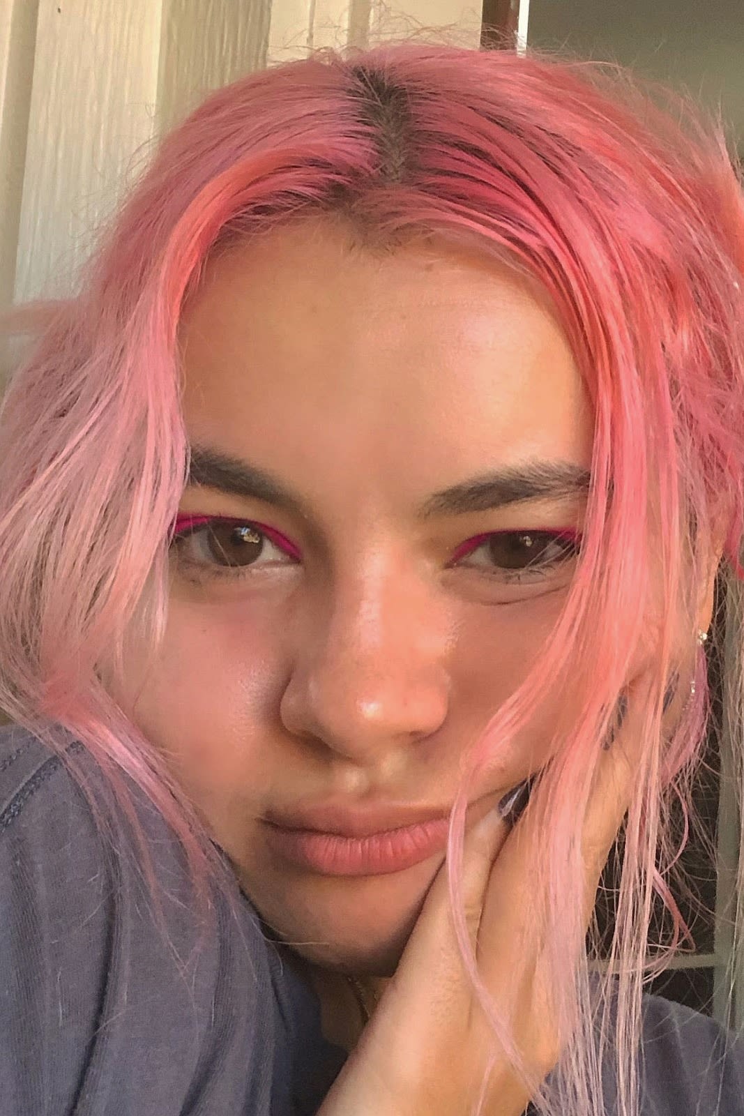 Bright Pink Shoulder Length Messy Waves Bright Pink Shoulder Length Messy Waves — Aesthetic Dye Hair