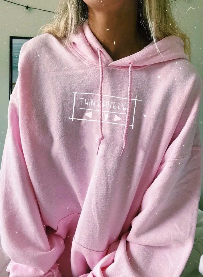 Oversized Pink Hoodie With White Graphic Design Oversized Pink Hoodie With White Graphic Design — Aesthetic Hoodie Outfits Women