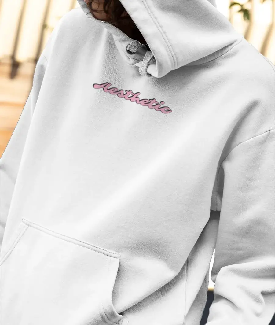 White Oversized Hoodie With Pink Gradient Text White Oversized Hoodie With Pink Gradient Text — Aesthetic Hoodie Outfits Women