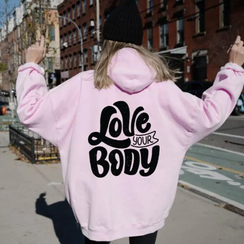 Vibrant Pink Oversized Hoodie With Bold Graphic Text Vibrant Pink Oversized Hoodie With Bold Graphic Text — Aesthetic Hoodie Outfits Women