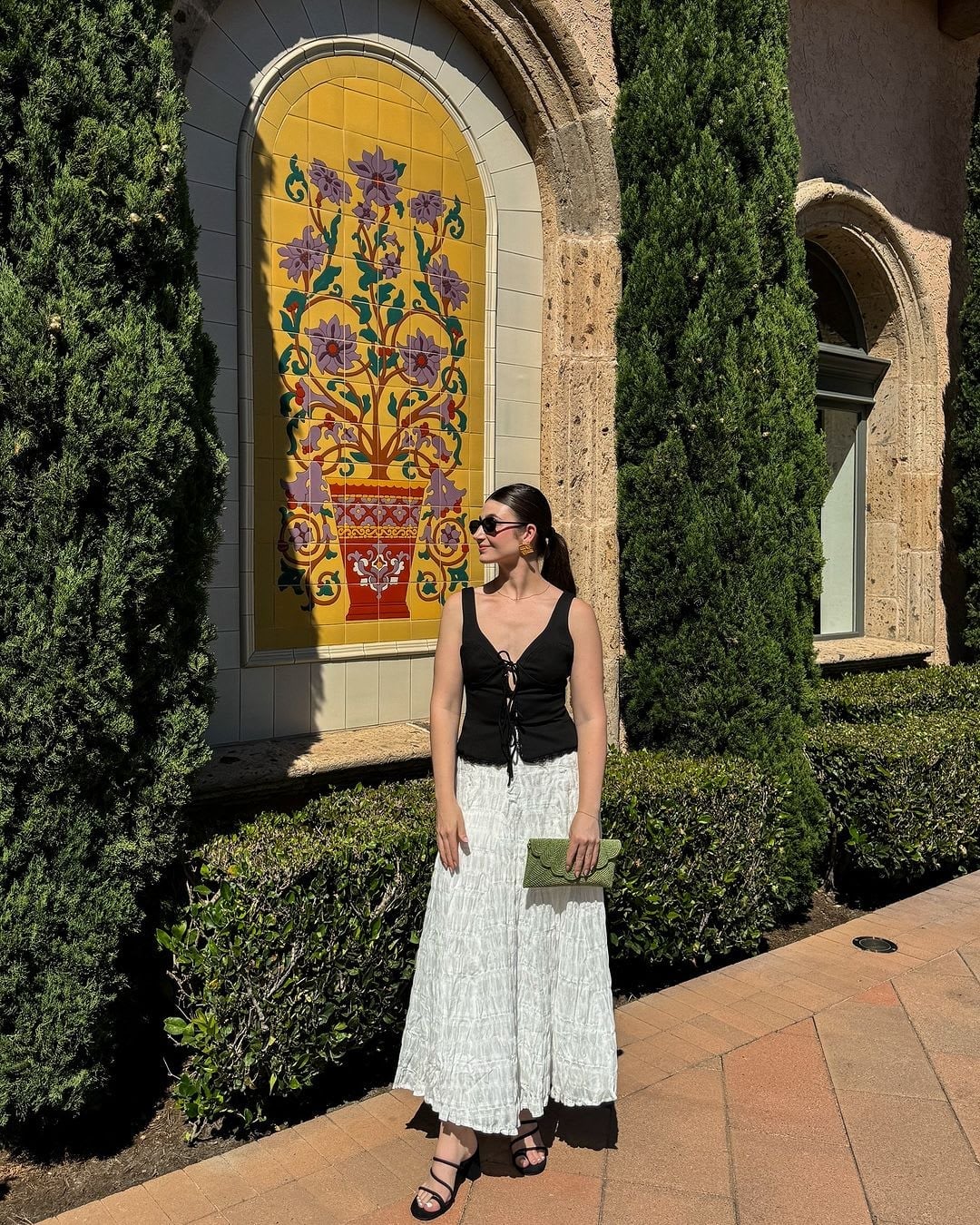 Crinkled White Maxi Skirt with a Black Tie-Front, Office-Safe Version Crinkled White Maxi Skirt with a Black Tie-Front, Office-Safe Version — Aesthetic Long Skirt Outfits