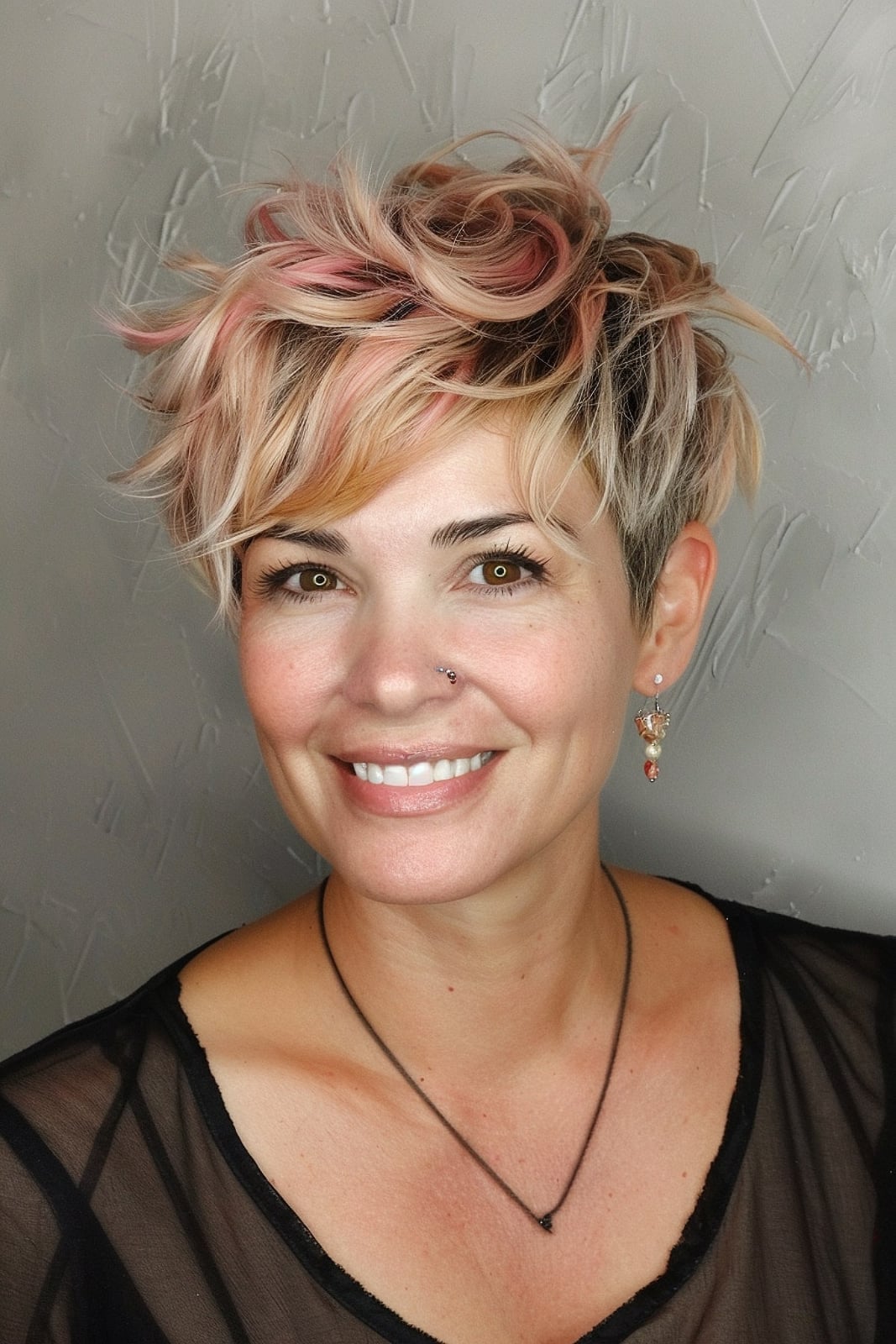 Short Pixie With Pastel Pink and Blonde Highlights Short Pixie With Pastel Pink and Blonde Highlights — Aesthetic Pastel Pink Hair