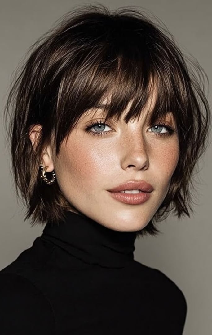 Ear Length Bob With Blunt Bangs Ear Length Bob With Blunt Bangs — Aesthetic Short Hair Bob
