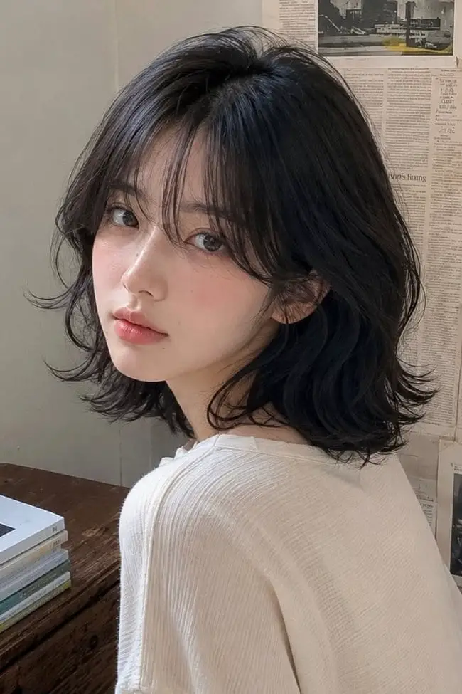 Collarbone Bob With Wispy Bangs Collarbone Bob With Wispy Bangs — Aesthetic Short Hair Bob