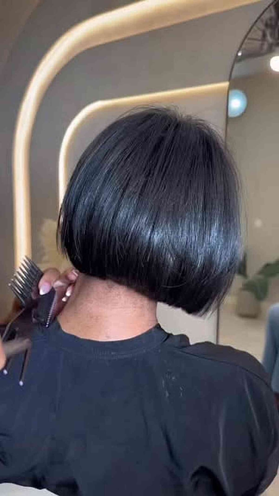 Ear Length Black Blunt Bob, Straight Ear Length Black Blunt Bob, Straight — Aesthetic Short Hair Bob