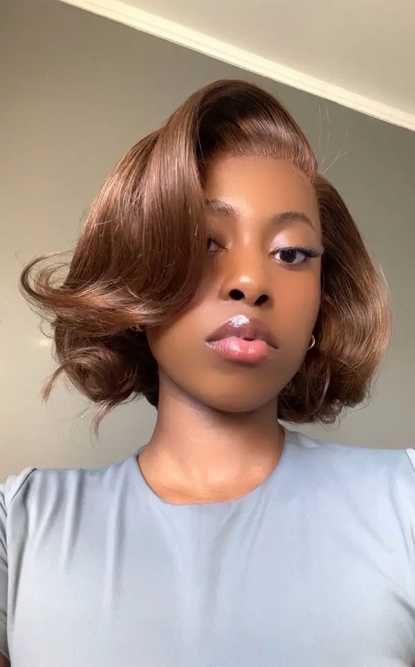Voluminous Chin Length Black Bob, Curly Voluminous Chin Length Black Bob, Curly — Aesthetic Short Hair Bob
