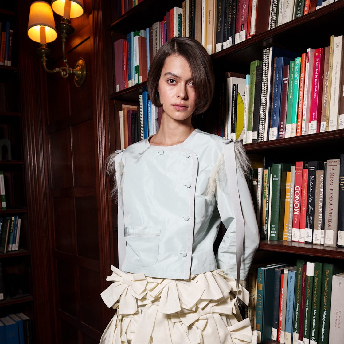 Cream Ruffled Skirt with Feathered Jacket Cream Ruffled Skirt with Feathered Jacket — Aesthetic Skirt Outfits