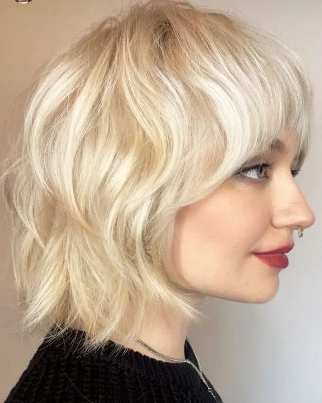 Ash Blonde Shag With Curtain Bangs And Textured Layers — Aesthetic Thin Hair