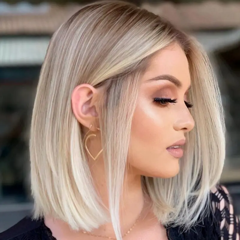 Dark Brown Lob With Glossy Waves And Curtain Bangs, Close-Up Take — Aesthetic Thin Hair