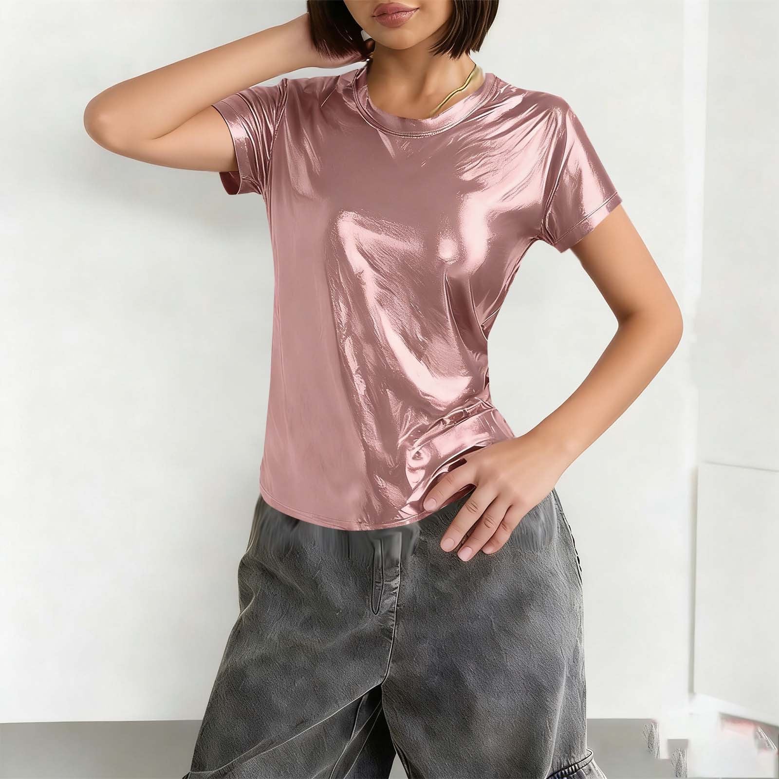 Rose Gold Metallic Short-Sleeve T-Shirt Rose Gold Metallic Short-Sleeve T-Shirt — Aesthetic Tshirt Outfit