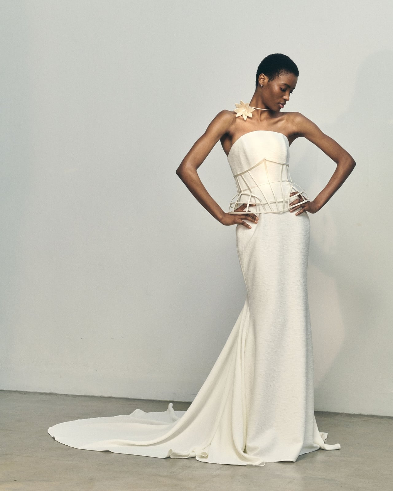 Ivory Strapless Column Wedding Dress with Corset Bodice Ivory Strapless Column Wedding Dress with Corset Bodice — Aesthetic Wedding Dress
