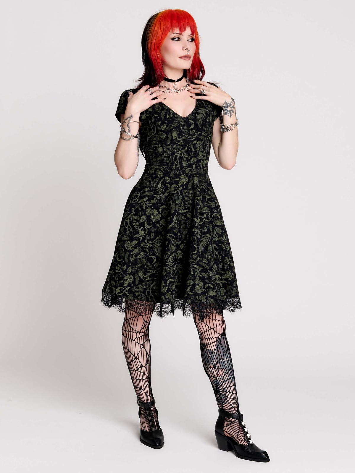 Fit-and-Flare Dress with Dark Floral Print — Alt Style Inspiration