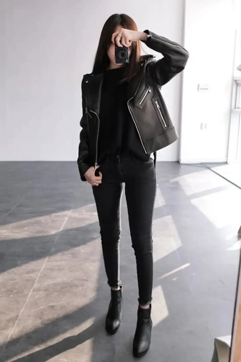 Classic Leather Biker Jacket Ensemble — Alt Style Inspiration