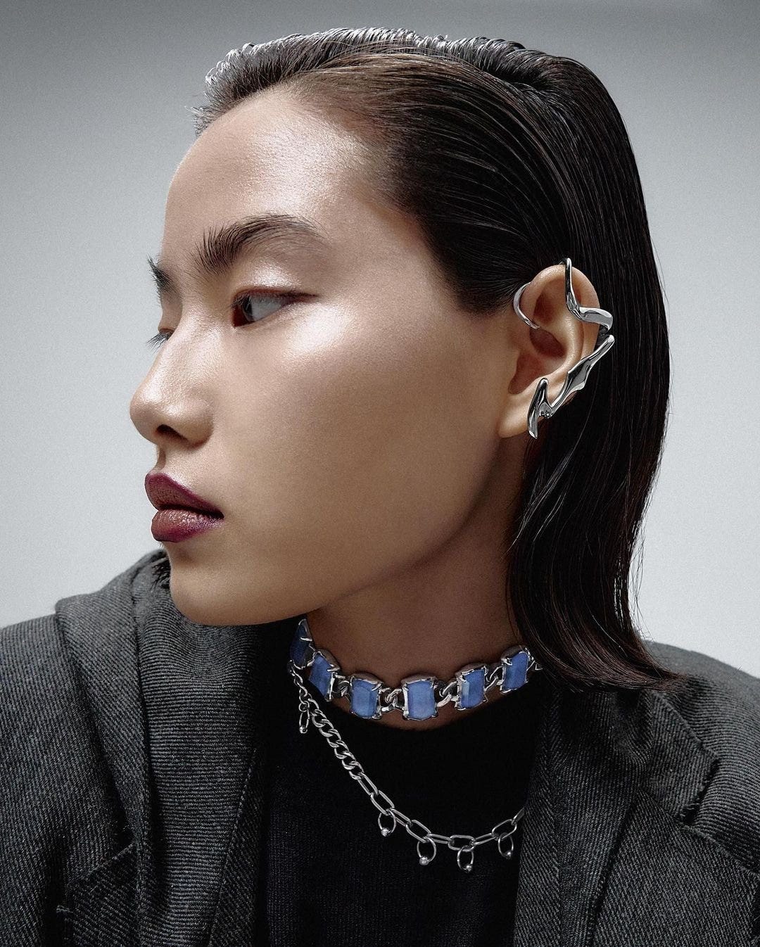 Textured Blazer with Sculptural Ear Cuff — Alt Style Inspiration