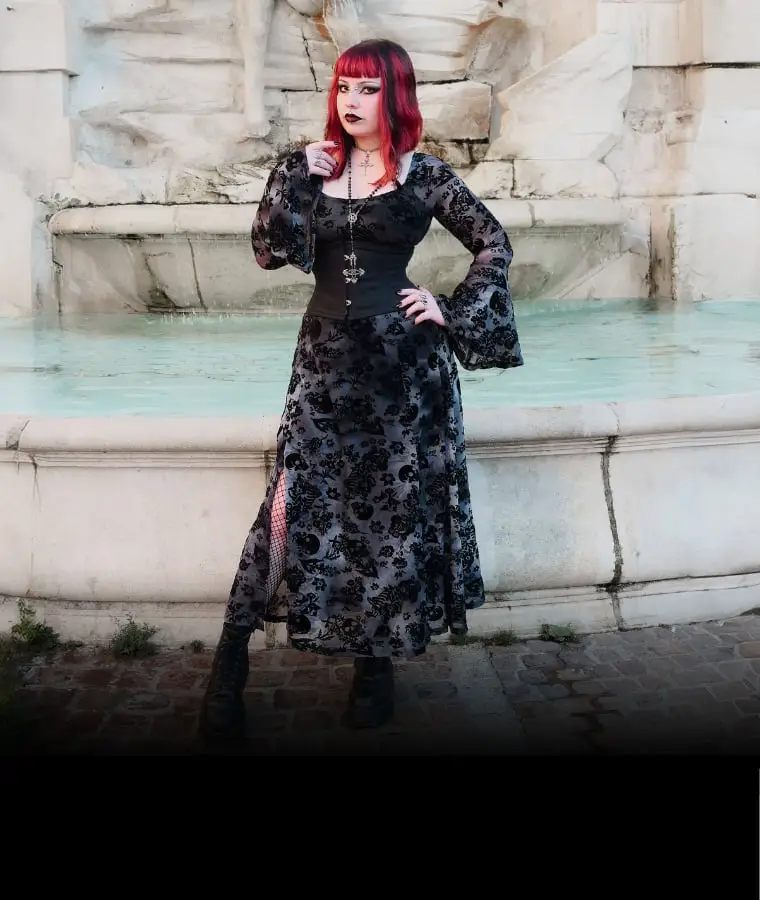 Velvet Burnout Dress with Bell Sleeves — Alt Style Inspiration