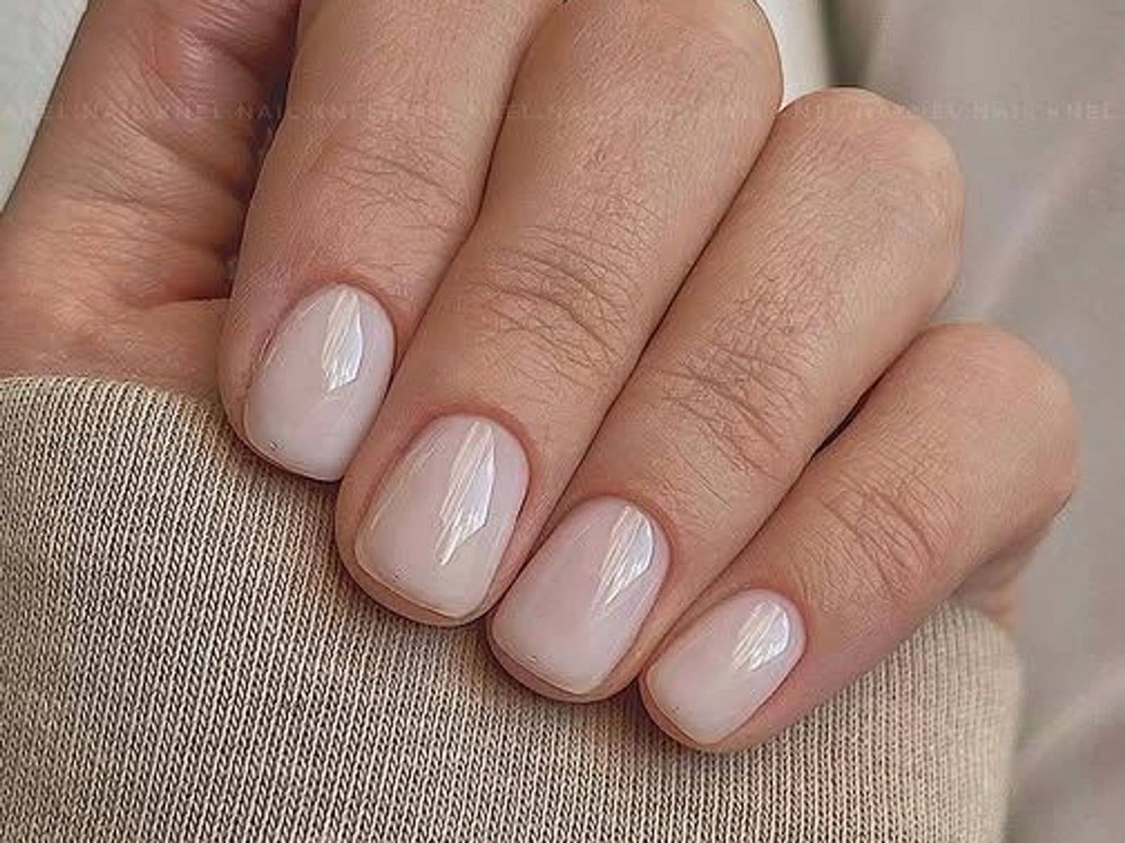 Short Square Milky Pink Glossy Nails With Solid Color — Best Chic Nails
