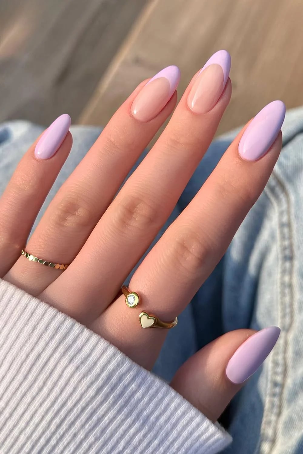 Medium Almond Lavender French Tip Nails Medium Almond Lavender French Tip Nails — Best Classy Almond Nails