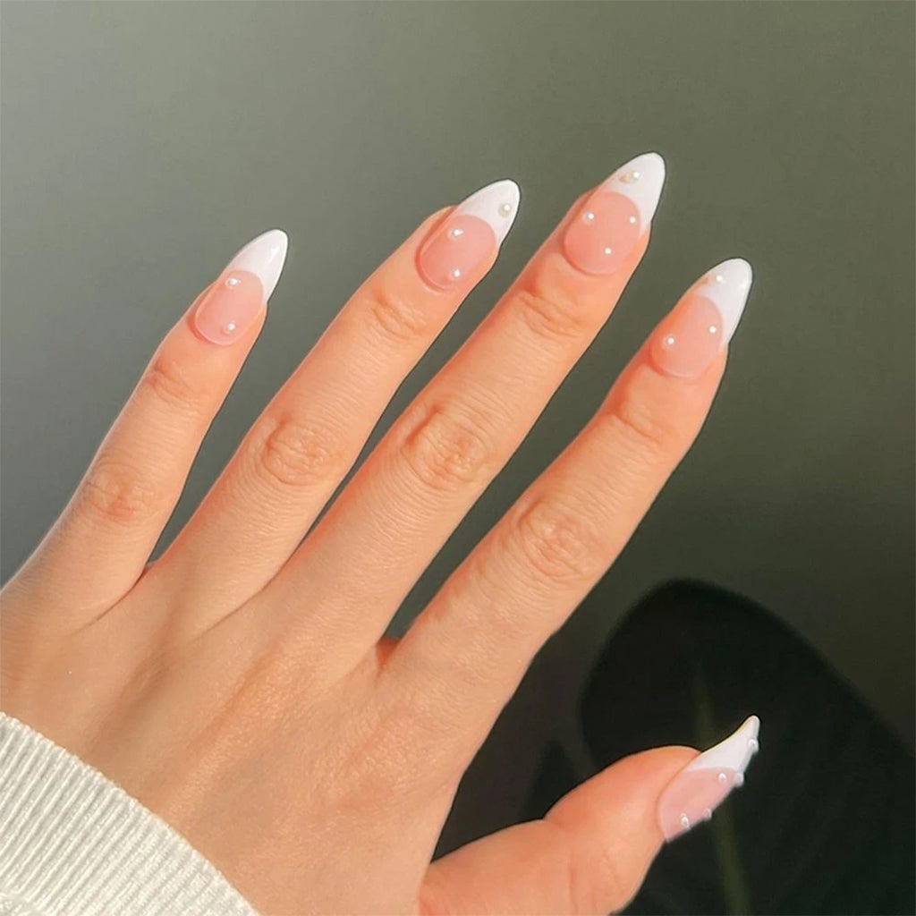 Medium Almond Pearl Cuticle French Nails Medium Almond Pearl Cuticle French Nails — Best Classy Almond Nails