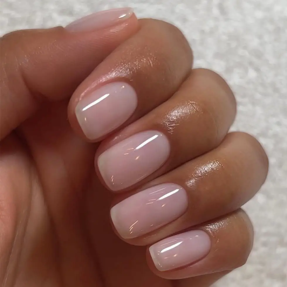 Milky Pink Glossy Short Square Nails Milky Pink Glossy Short Square Nails — Best Classy Nails