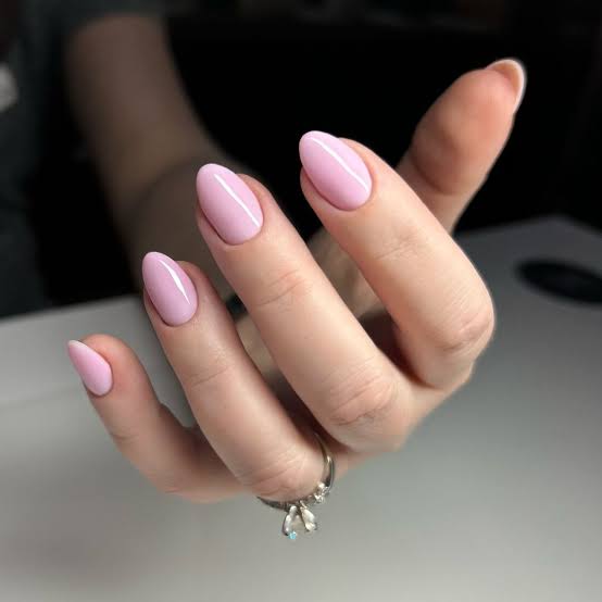 Sheer Milky Pink Glossy Medium Almond Nails Sheer Milky Pink Glossy Medium Almond Nails — Best Classy Nails