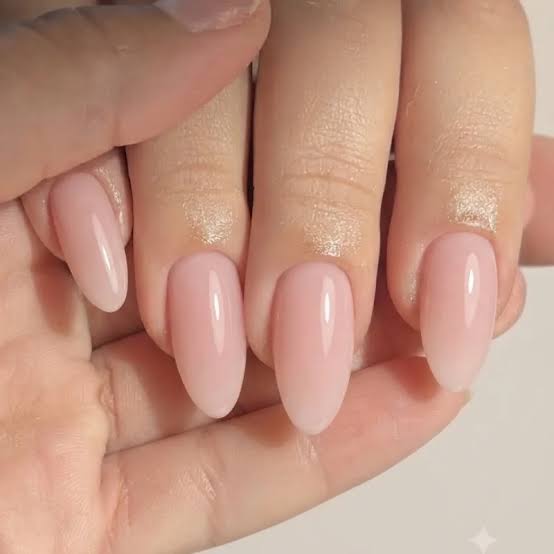 Milky Pink Glossy Short Almond Nails, Soft Milky Pink Glossy Short Almond Nails, Soft — Best Classy Nails