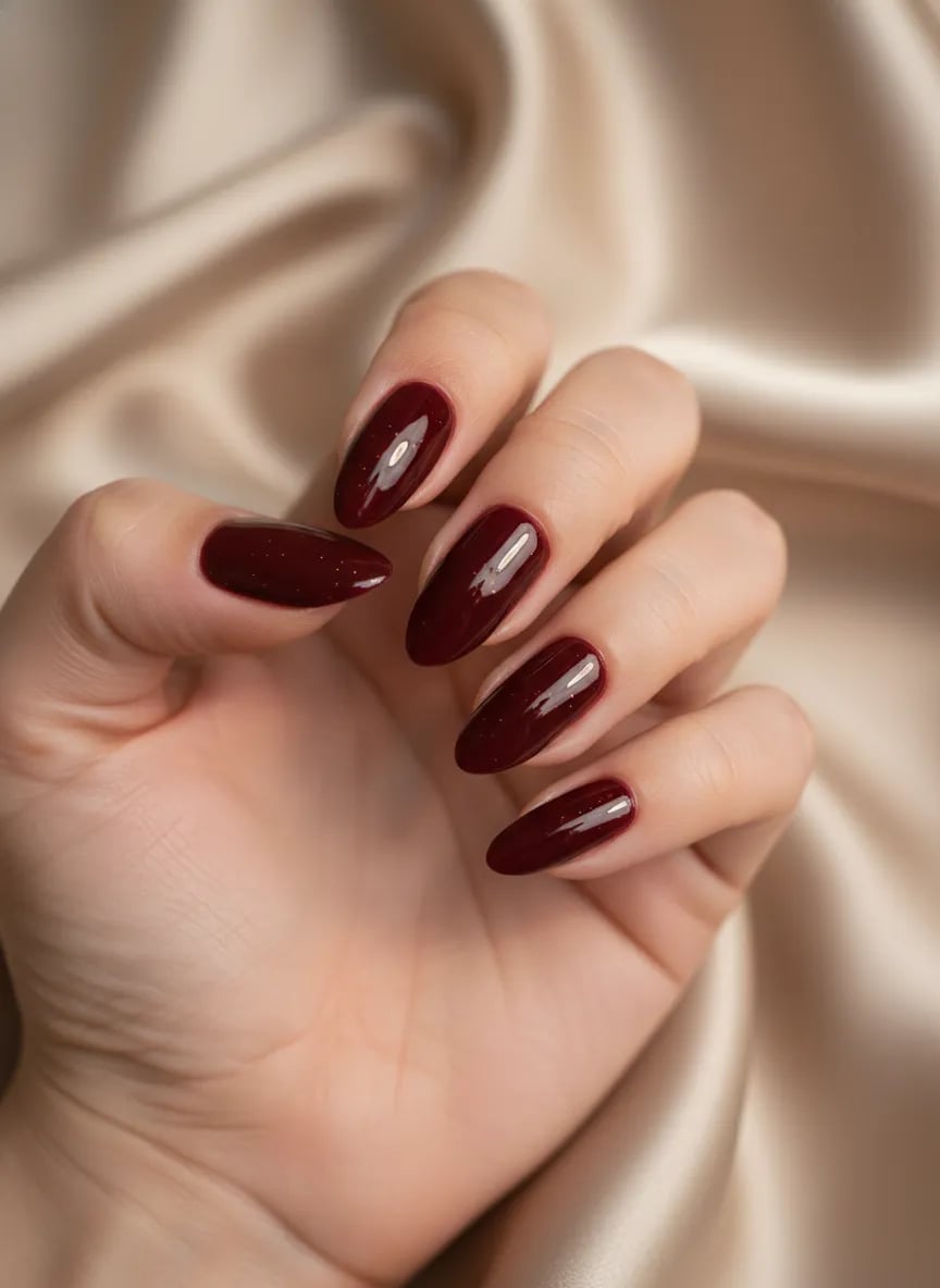Burgundy Nails with Subtle Glitter Sparkle Burgundy Nails with Subtle Glitter Sparkle — Best Classy Nails
