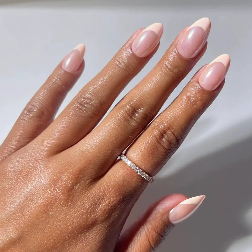 Milky Nude French Nails with Peachy Edge Milky Nude French Nails with Peachy Edge — Best Classy Nails