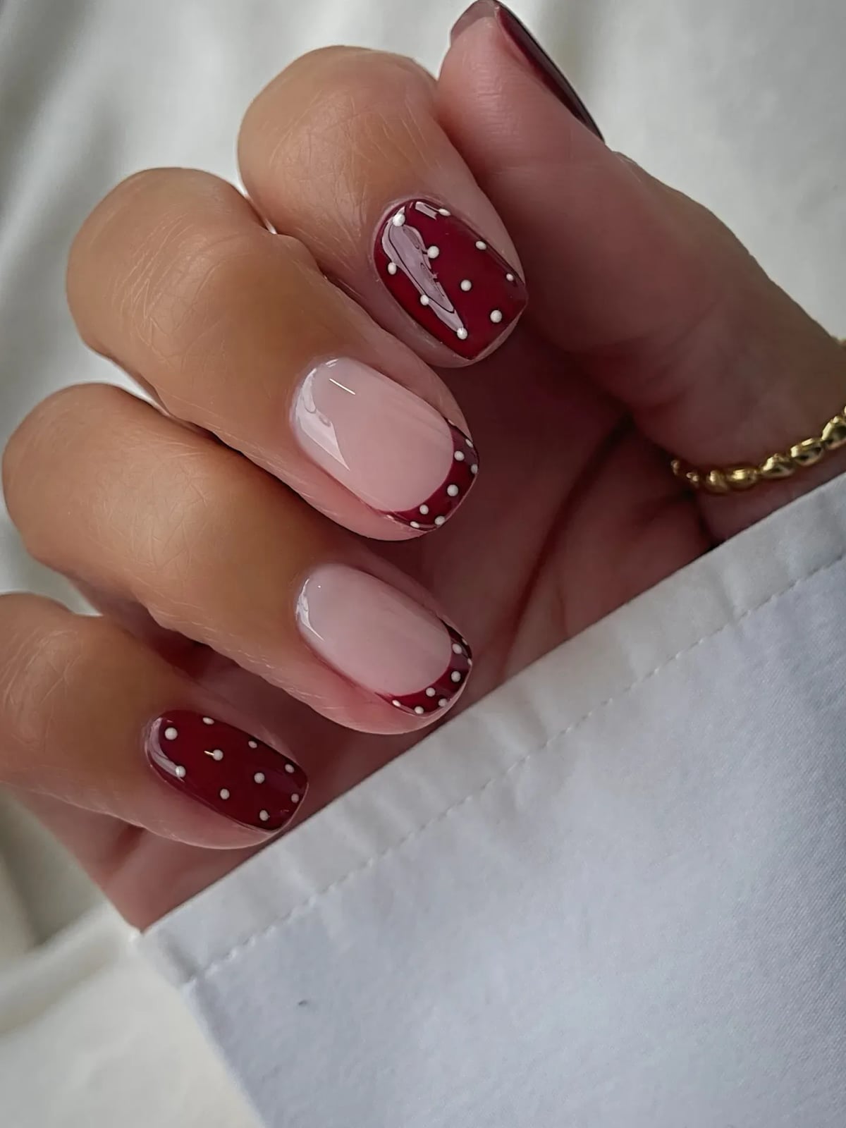 Red Polka Dot French Tip Short Almond Nails Red Polka Dot French Tip Short Almond Nails — Best Classy Nails