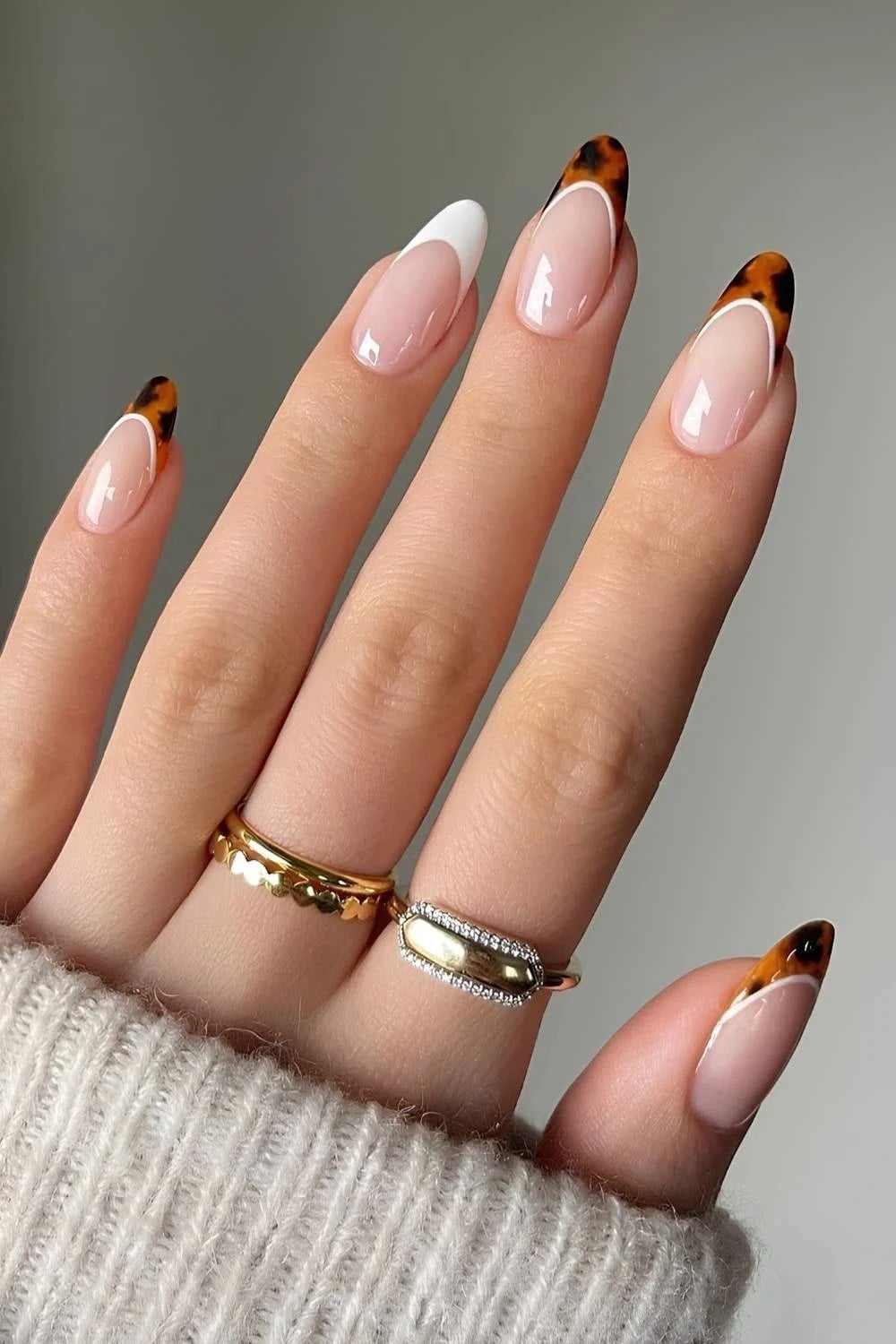 Tortoiseshell Pattern French Tip Long Almond Nails Tortoiseshell Pattern French Tip Long Almond Nails — Best Classy Nails