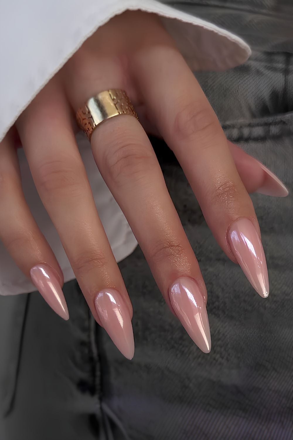 Sheer Pink Square Nails with Silver Line Art Sheer Pink Square Nails with Silver Line Art — Best Classy Nails