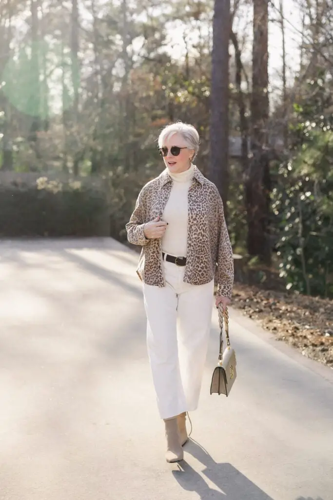 Leopard Print Jacket and Cream Turtleneck Leopard Print Jacket and Cream Turtleneck — Best Classy Outfits